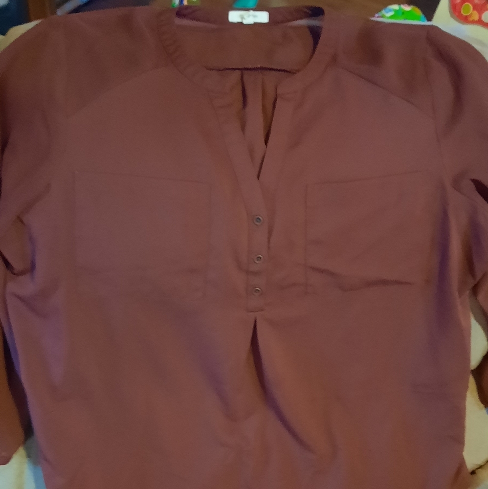 Maurices XL Burgandy 3/4 Sleeve Blouse
